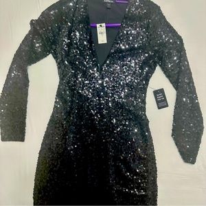 Sequins black mini dress